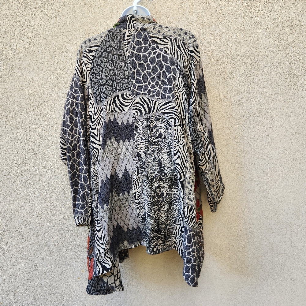 SOFT SURROUNDINGS Womens Cardigan Large Leaf Stitch Waterfall Wool Blend Autumn - Picture 5 of 11